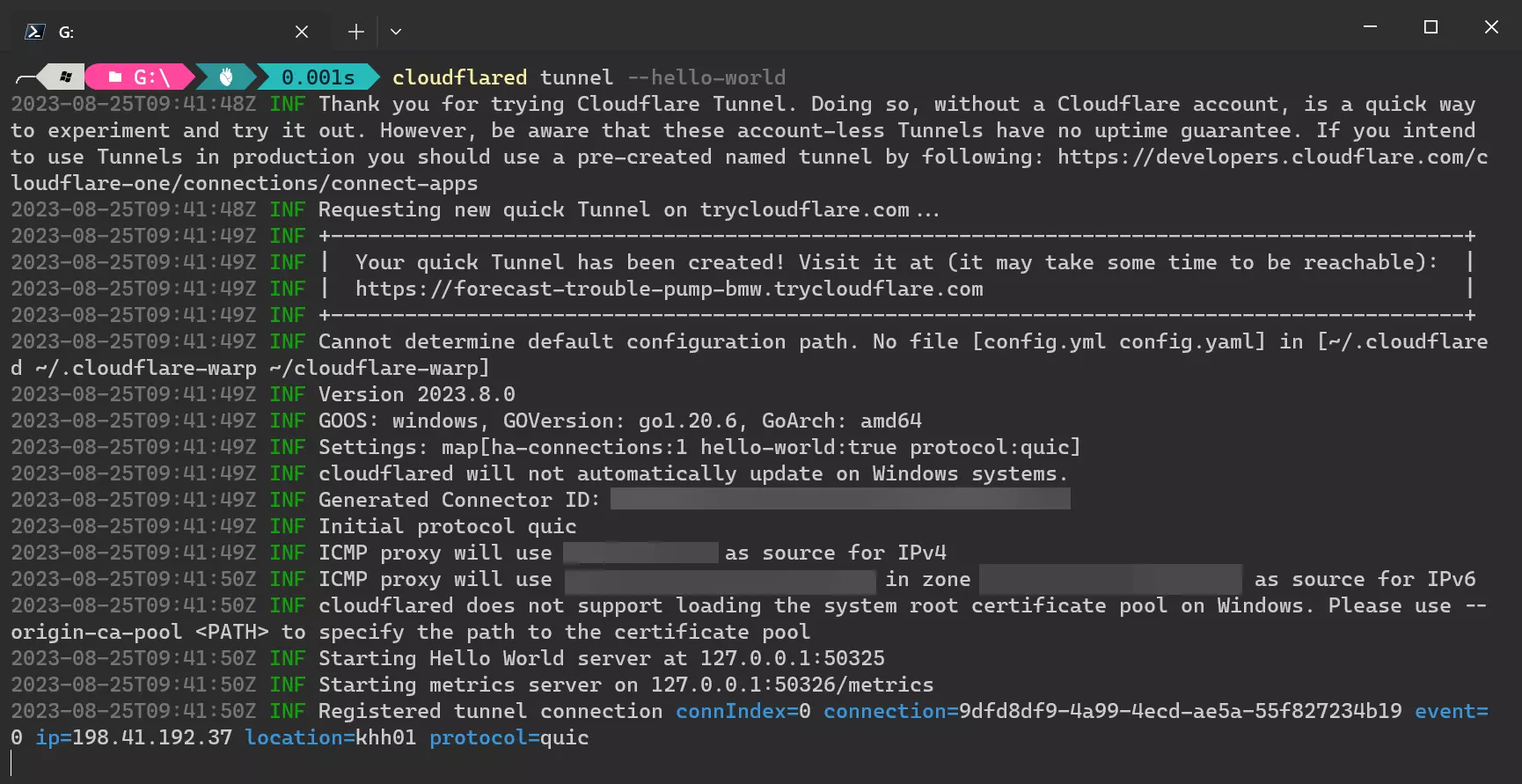 cloudflared tunnel --hello-world