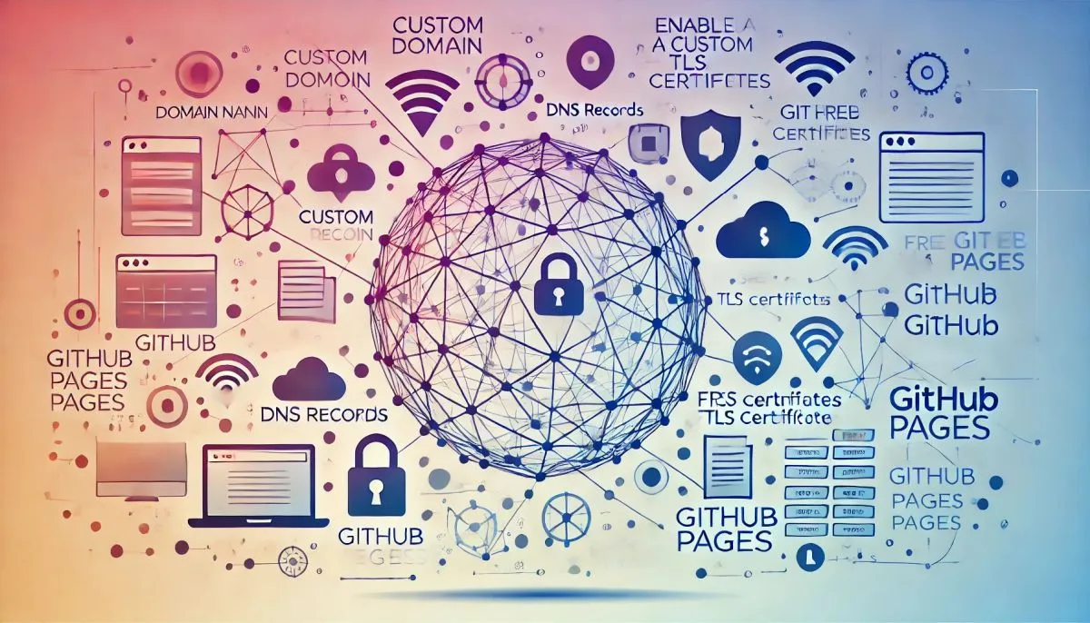 the process of setting up a custom domain and enabling free TLS certificates on GitHub Pages
