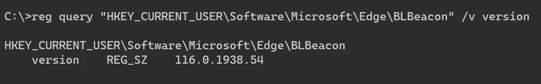 reg query "HKEY_CURRENT_USER\Software\Google\Chrome\BLBeacon" /v version