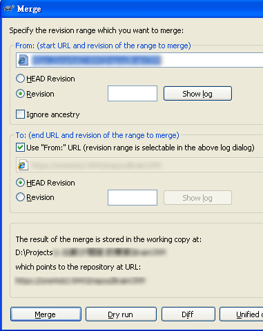 開啟 SVN Merge 對話方塊